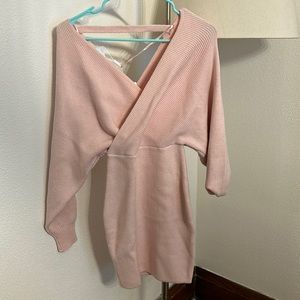 Light pink mini sweater dress
